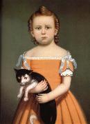 William Thompson Bartoll Gril and Cat Norge oil painting reproduction